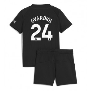 Manchester City Josko Gvardiol #24 Segunda Equipación Niños 2025-26 Manga Corta (+ Pantalones cortos)